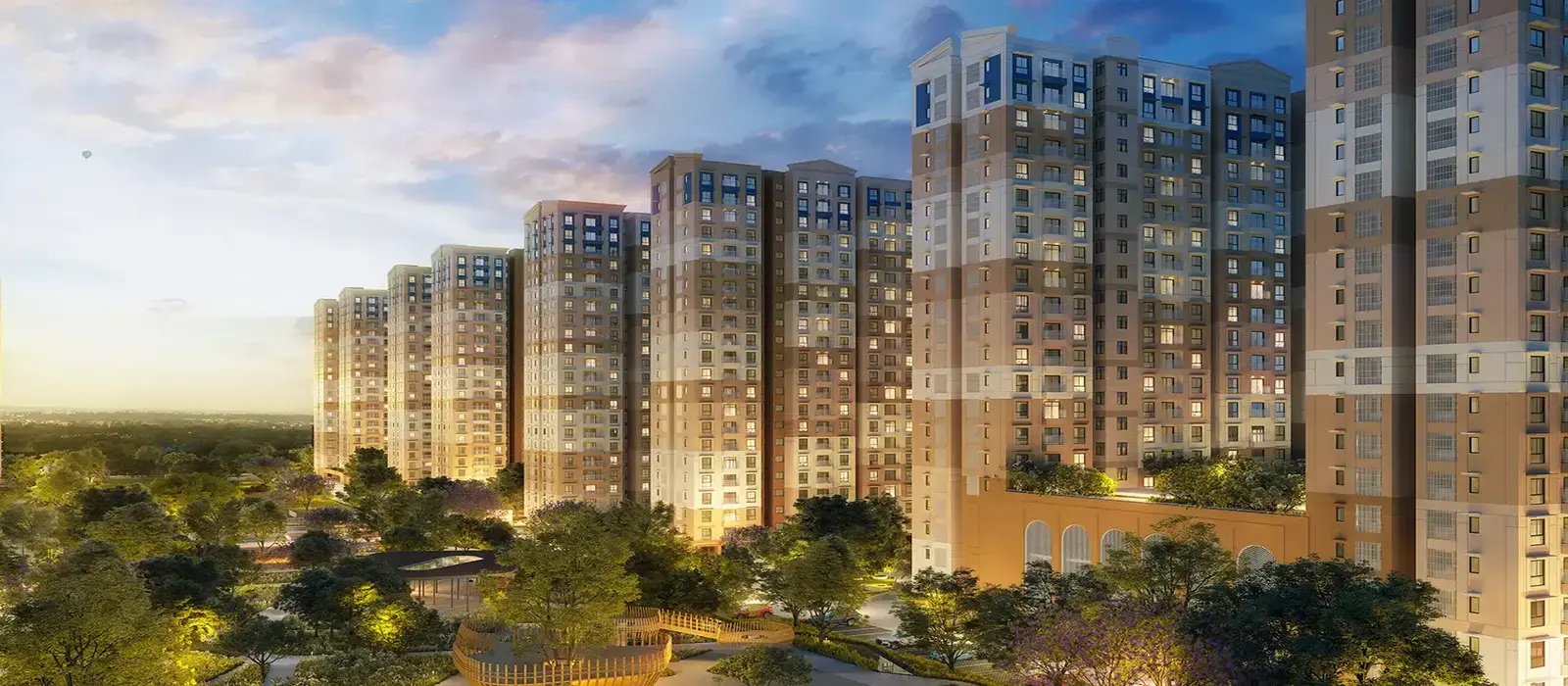 Brigade KIADB Township towers with landscaped grounds