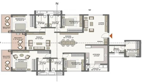 Featured Image of Brigade KIADB Township 4 BHK Apartment Floor Plan